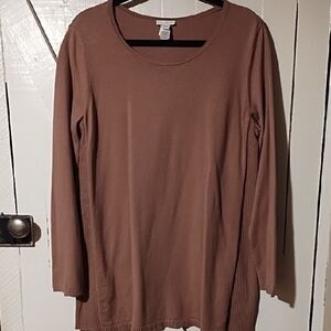 J.Jill Women's Long Sleeve Top - Brown Large Legging Perfect VGC.